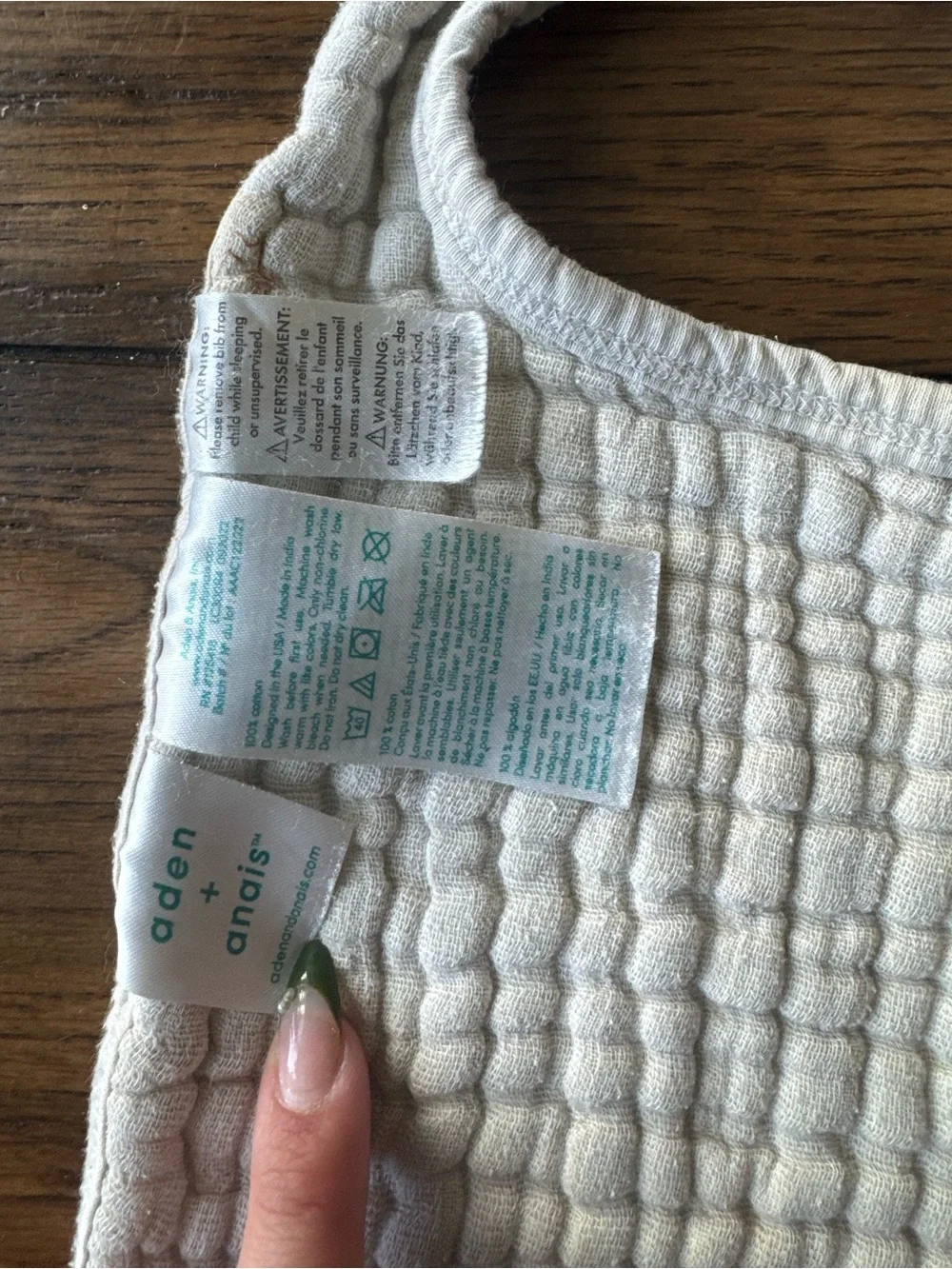 Set of 3 Aden + Anais Traditional Quilted Muslin Baby Bibs in Whales